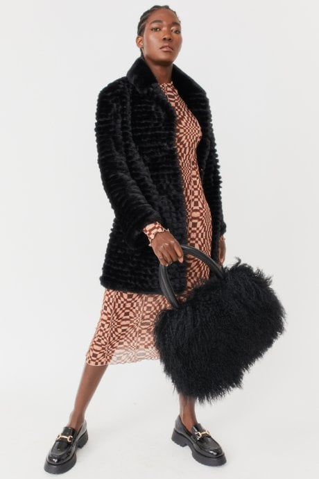 JAYLEY Black Faux Fur Jacket