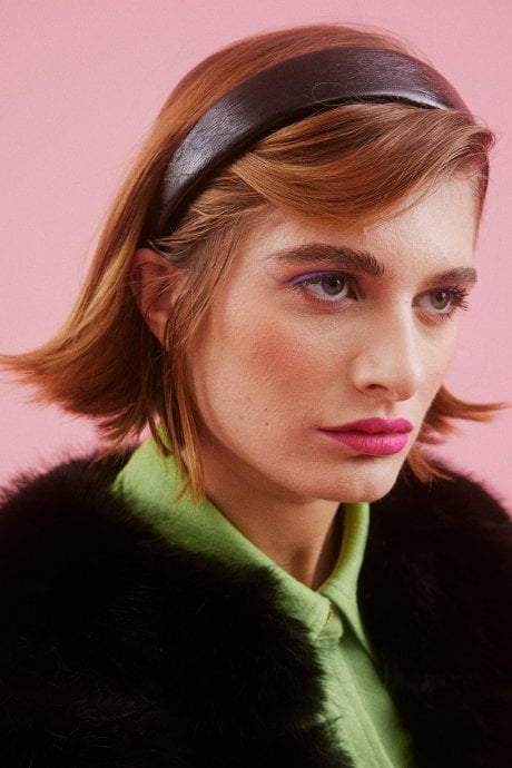 JAYLEY Black Faux Leather Headband