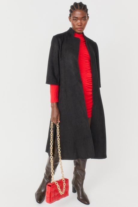 JAYLEY Black Faux Suede Coat