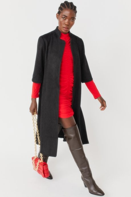 JAYLEY Black Faux Suede Coat