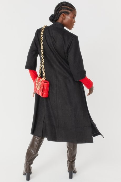 JAYLEY Black Faux Suede Coat