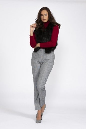 JAYLEY Black Faux Suede Faux Fur Cropped Gilet | Waistcoat