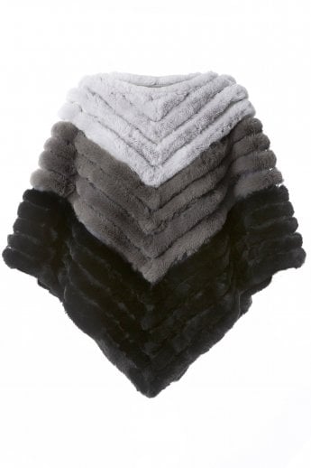 JAYLEY Black Faux Suede Faux Fur Poncho