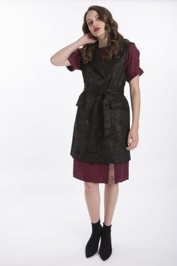 JAYLEY Black Faux Suede Gilet | Waistcoat