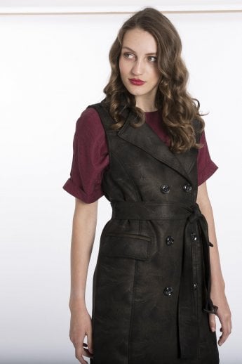 JAYLEY Black Faux Suede Gilet | Waistcoat