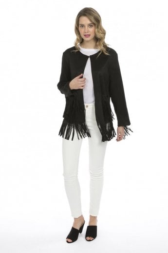JAYLEY Black Faux Suede Jacket