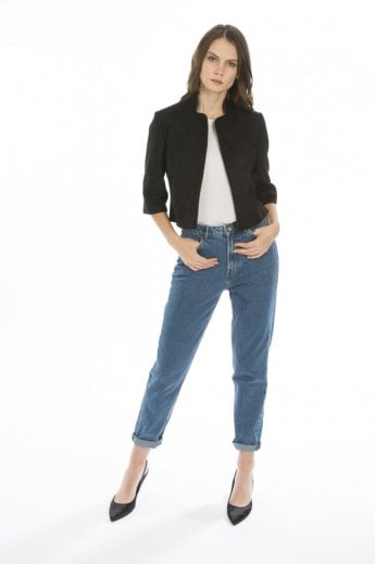 JAYLEY Black Faux Suede Jacket