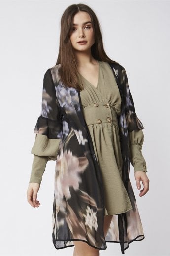 JAYLEY Black Floral Shirt Dress