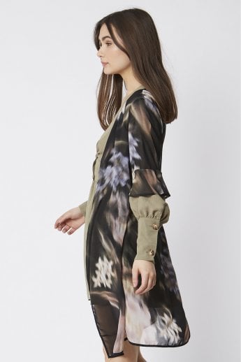 JAYLEY Black Floral Shirt Dress