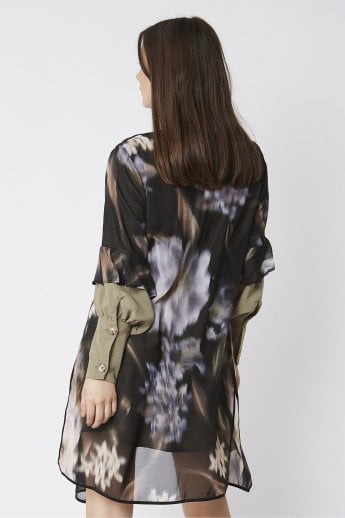 JAYLEY Black Floral Shirt Dress