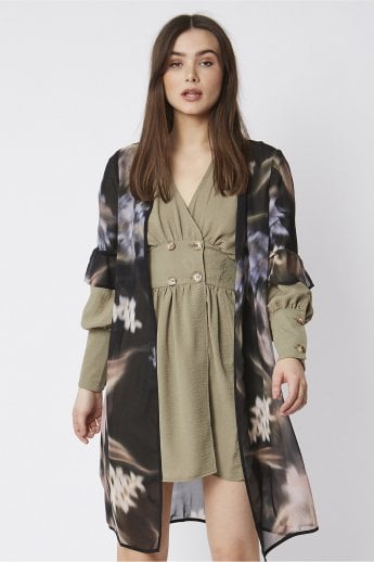 JAYLEY Black Floral Shirt Dress