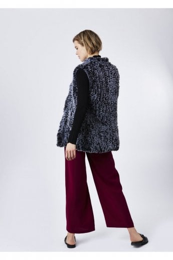 JAYLEY Black Hand Knitted Faux Fur Gilet | Waistcoat
