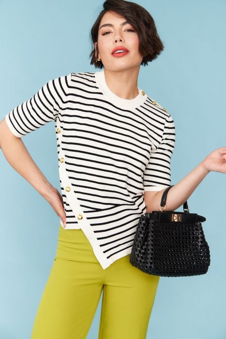 JAYLEY Black Hand Woven Eco Leather Bag