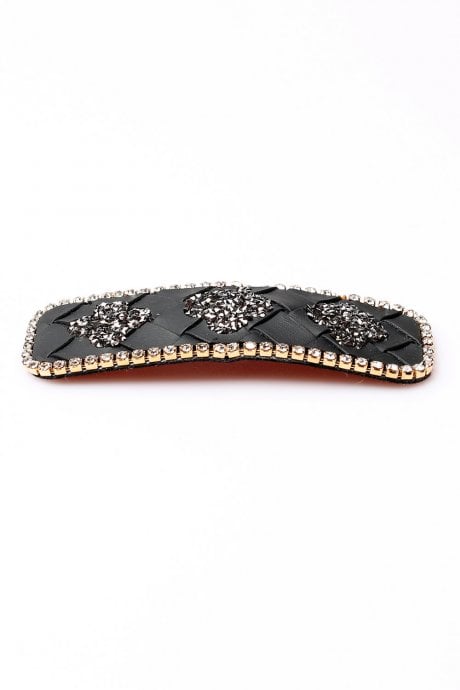 JAYLEY Black Handmade Leather Hair Clip