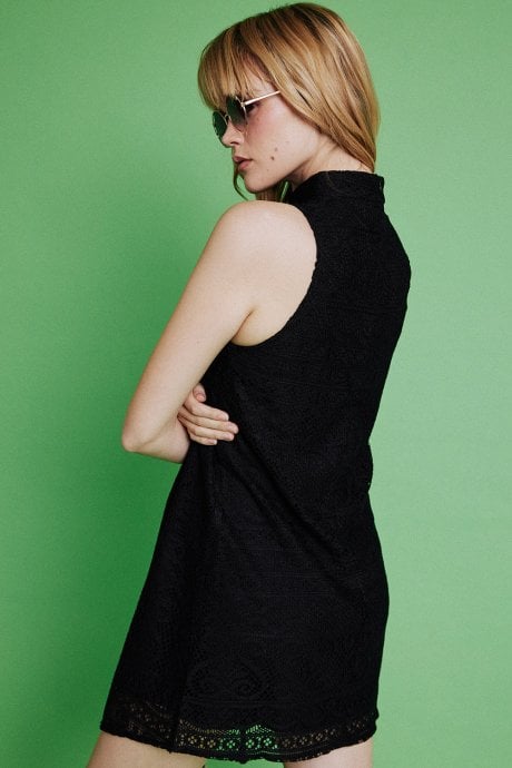 JAYLEY Black High Split Mini Dress