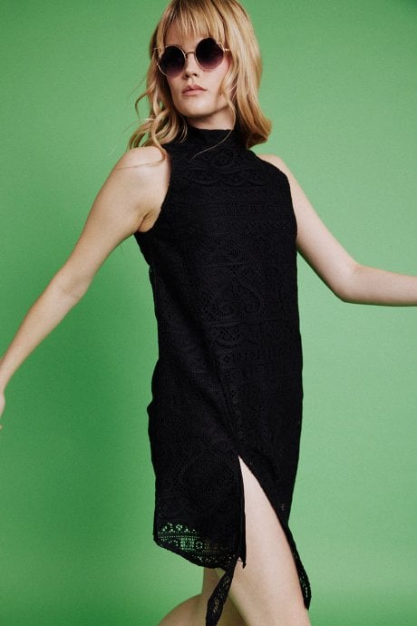 JAYLEY Black High Split Mini Dress