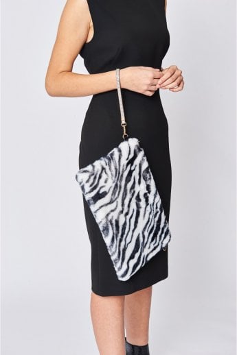 JAYLEY Black Luxury Faux Fur Bag