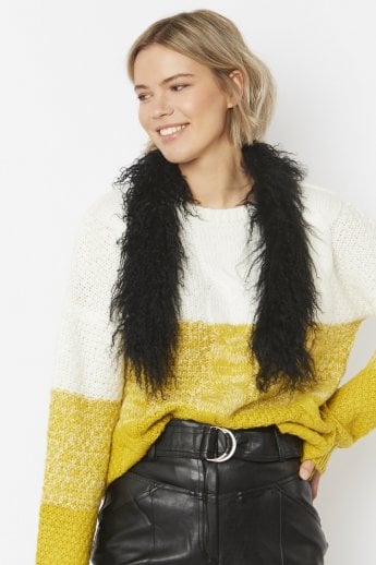 JAYLEY Black Mongolian Fur Collar