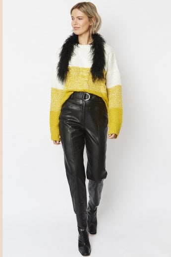 JAYLEY Black Mongolian Fur Collar