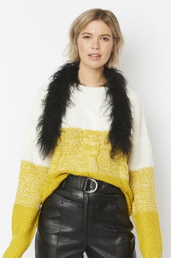 JAYLEY Black Mongolian Fur Collar