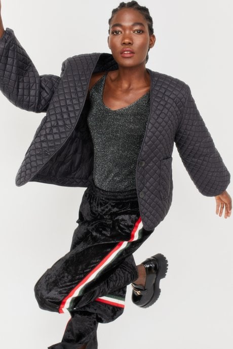 JAYLEY Black Quilted Oversized Down Jacket