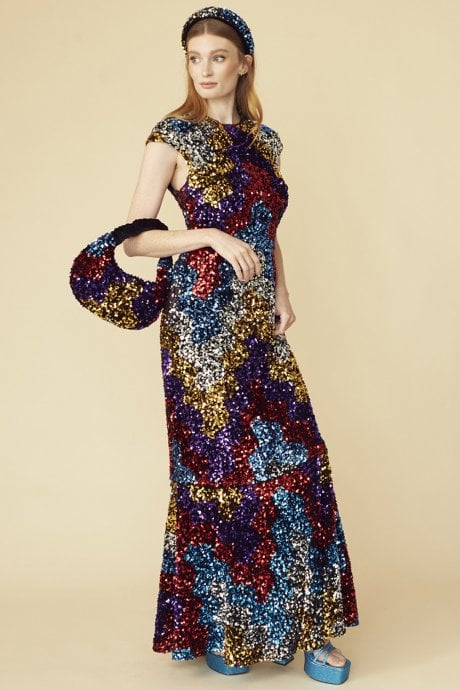 JAYLEY Black Sequin And Velvet Bag