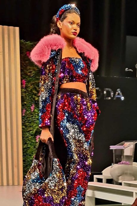 JAYLEY Black Sequin And Velvet Bag