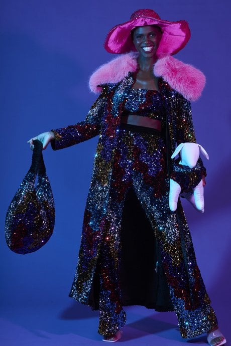 JAYLEY Black Sequin And Velvet Bag