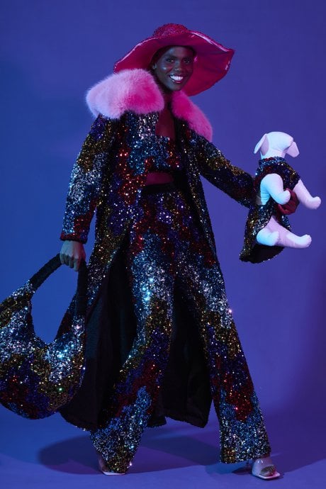 JAYLEY Black Sequin And Velvet Bag