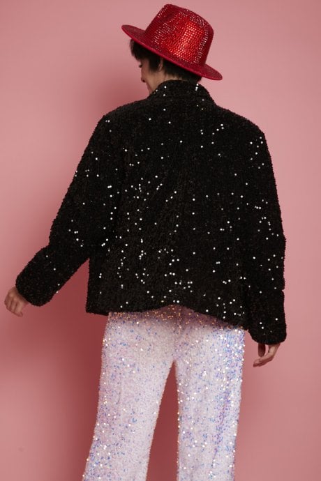JAYLEY Black Sequin Puffer Jacket