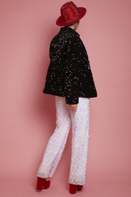 JAYLEY Black Sequin Puffer Jacket