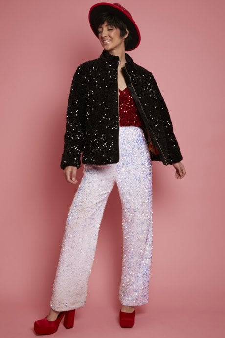 JAYLEY Black Sequin Puffer Jacket