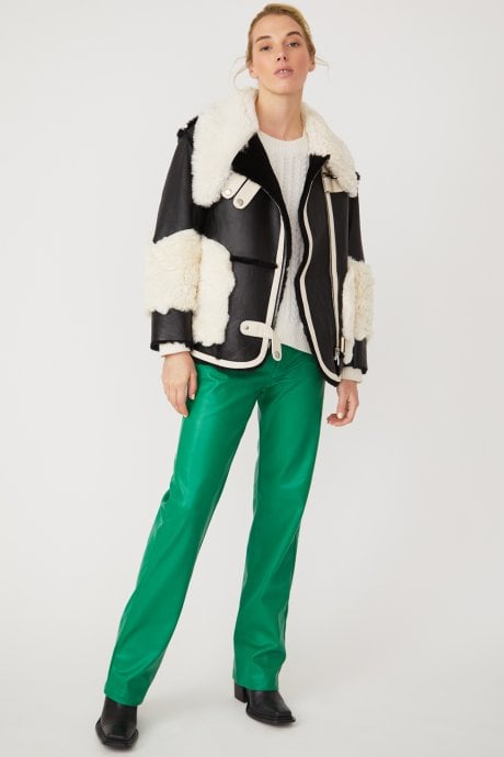 JAYLEY Black Shearling & Leather Alison Jacket