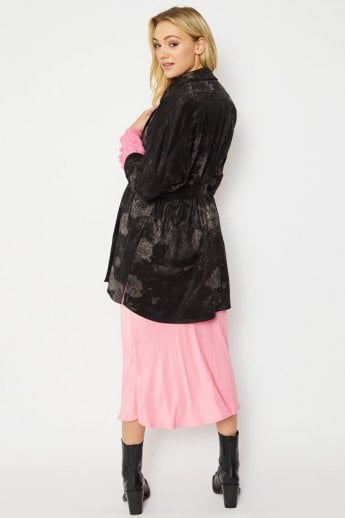 JAYLEY Black Silk Blend & Faux Suede Coat