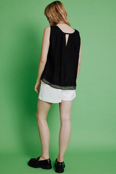 JAYLEY Black Silk Blend Top