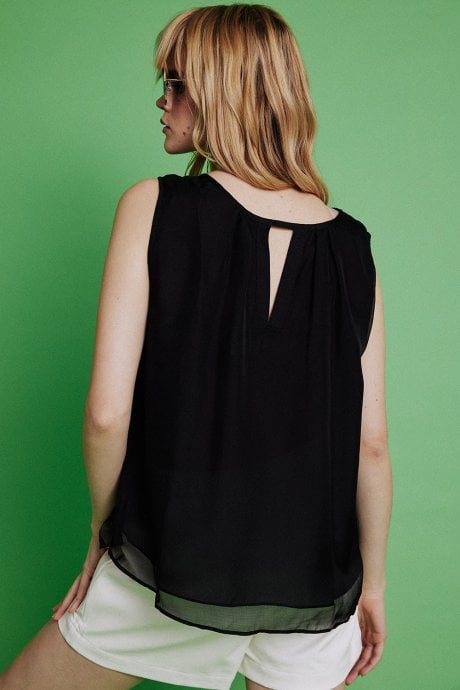 JAYLEY Black Silk Blend Top