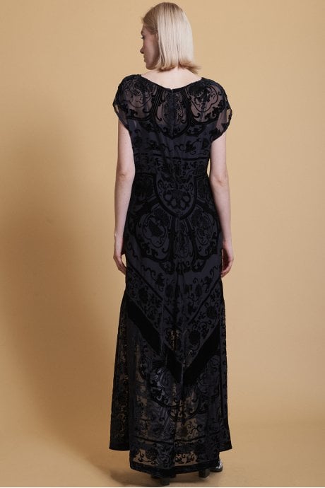JAYLEY Black Silk Devore Dress