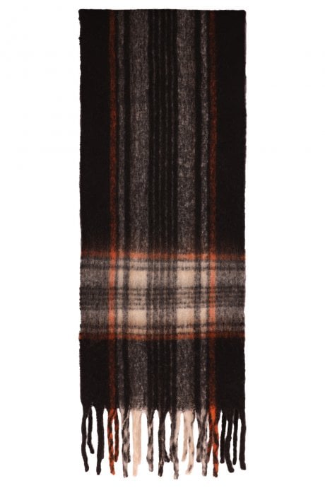JAYLEY Black Tartan Tassel Scarf