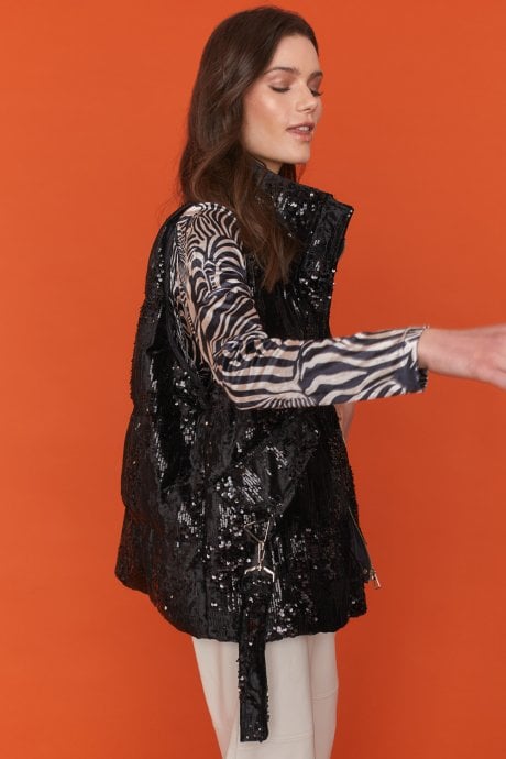 JAYLEY Black Velvet Sequin Gilet | Waistcoat