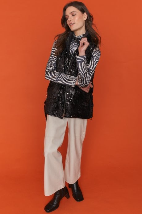 JAYLEY Black Velvet Sequin Gilet | Waistcoat