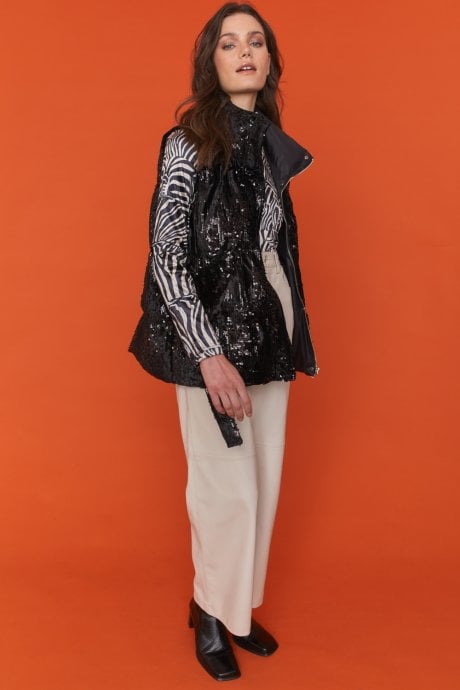 JAYLEY Black Velvet Sequin Gilet | Waistcoat