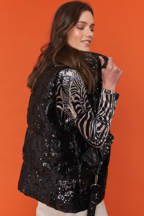 JAYLEY Black Velvet Sequin Gilet | Waistcoat