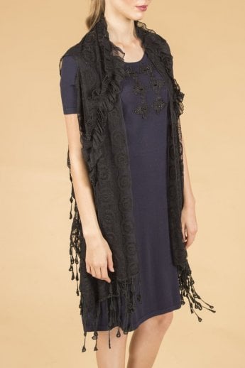 JAYLEY Black Vintage Lace Gilet | Waistcoat