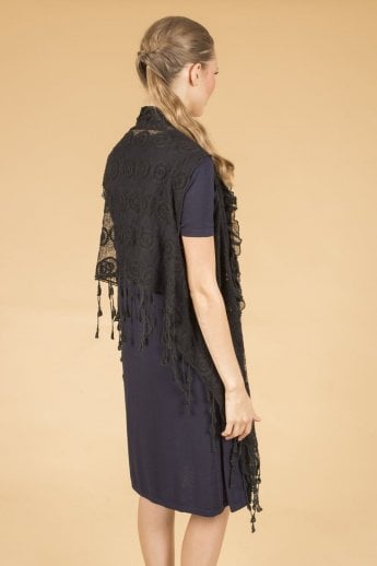 JAYLEY Black Vintage Lace Gilet | Waistcoat