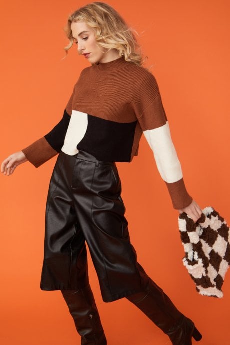 JAYLEY Block Design Ribbed Cashmere Jumper