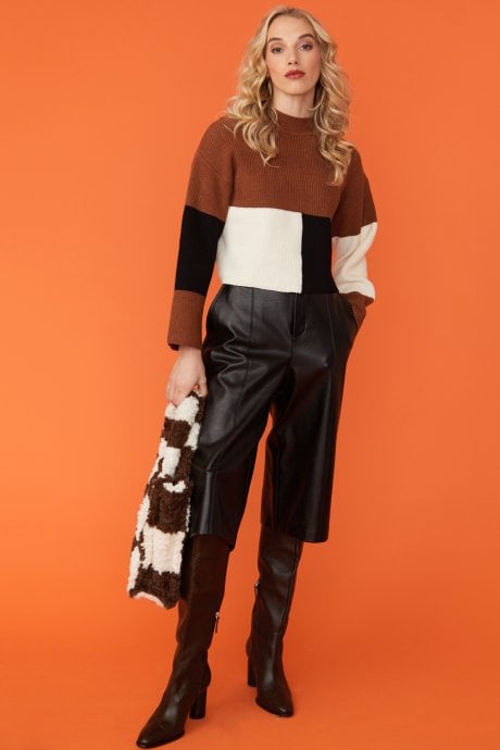 JAYLEY Block Design Ribbed Cashmere Jumper