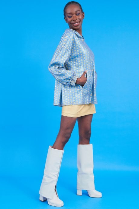 JAYLEY Blue And Gold Sequin Hoodie