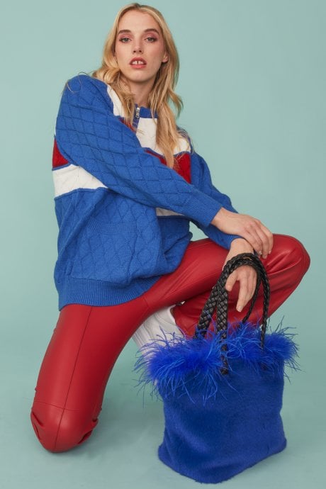 JAYLEY Blue Banana Peel Blend Zipped Cardigan