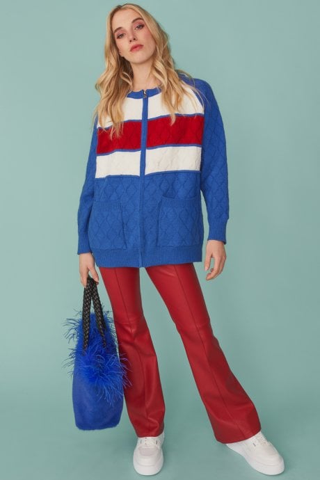 JAYLEY Blue Banana Peel Blend Zipped Cardigan