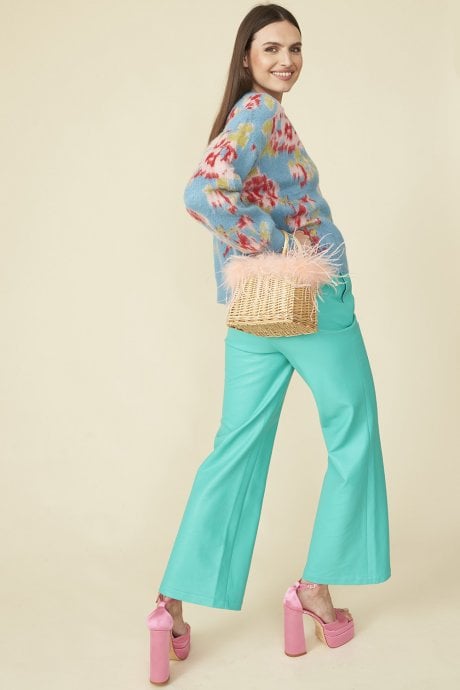JAYLEY Blue Banana Peel Floral Cardigan